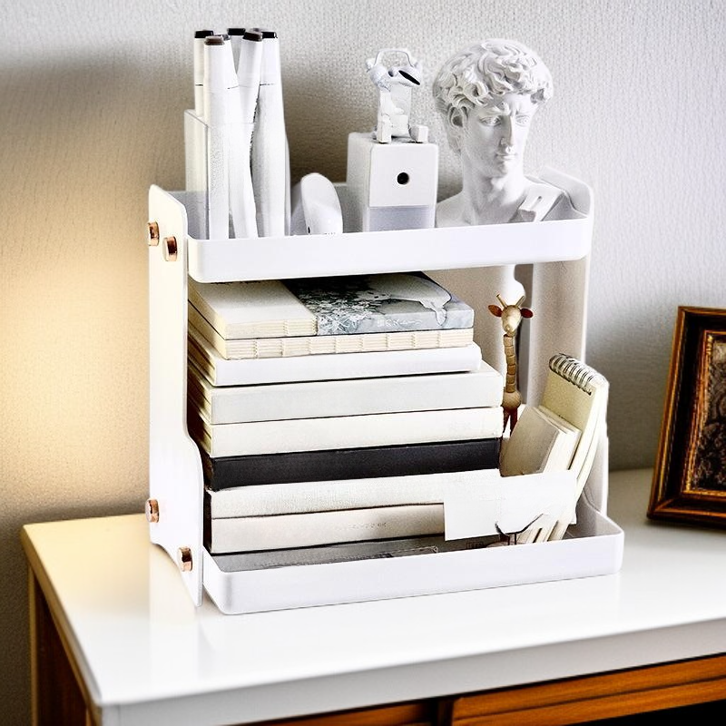 化妝品收納架雙層桌面整理白色黑色多層收納架