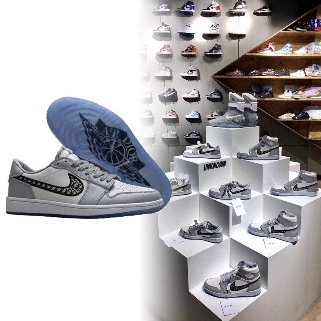 稀少なレアスニーカー!Nike x Dior Air Jordan 1 Low Sneakers ディオール ナイキ エアジョーダン1 コラボレーションモデル ローカット スニーカー 人気 靴 稀少