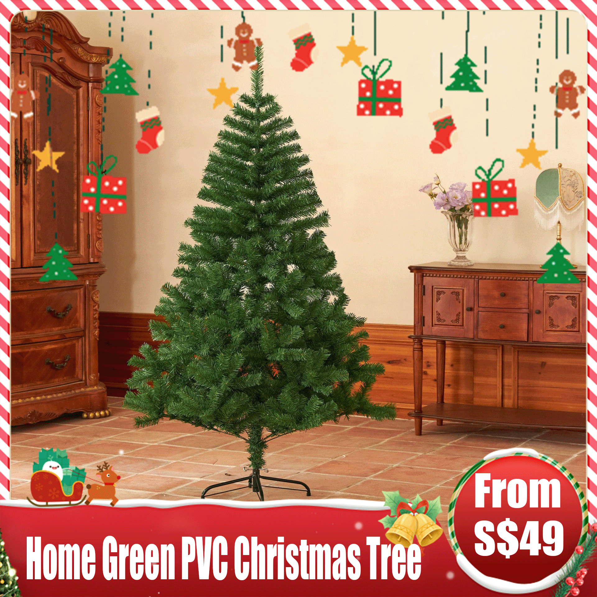 Green PVC Christmas Tree for Home Decoration