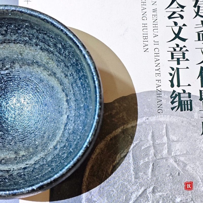 侘寂风马蹄盖碗+钵型主人杯 绞胎工艺