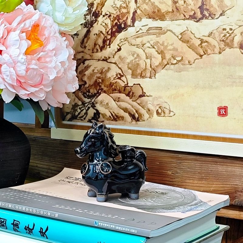 乌金马+赤红马  茶宠摆件香插