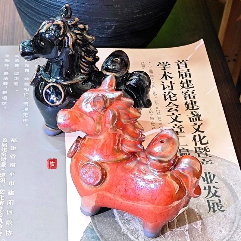 乌金马+赤红马  茶宠摆件香插