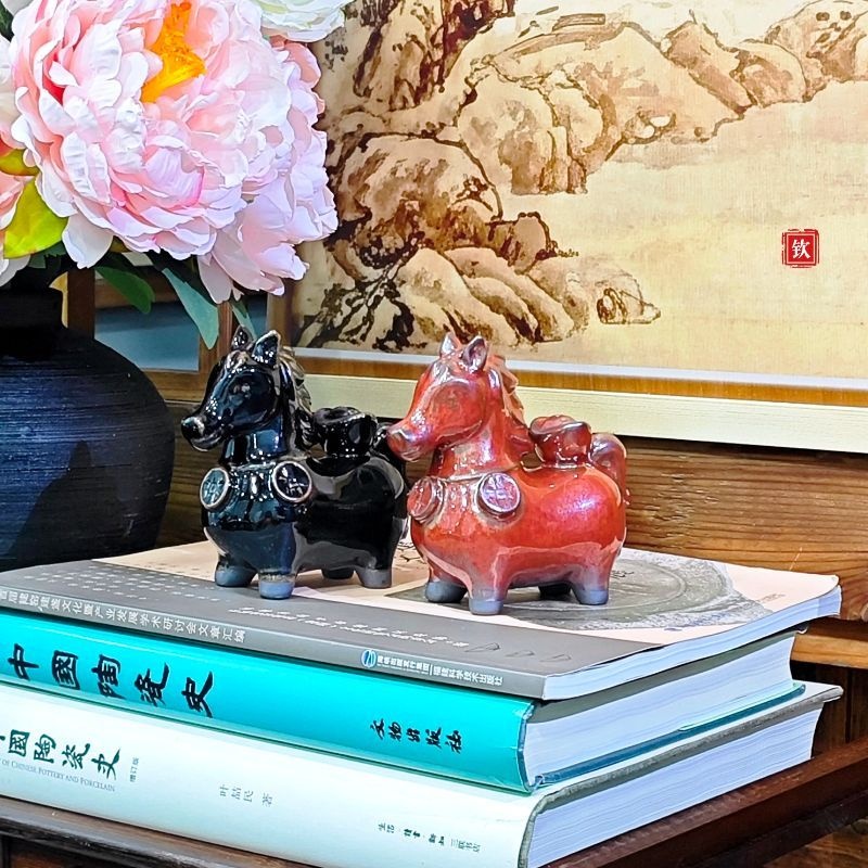 乌金马+赤红马  茶宠摆件香插