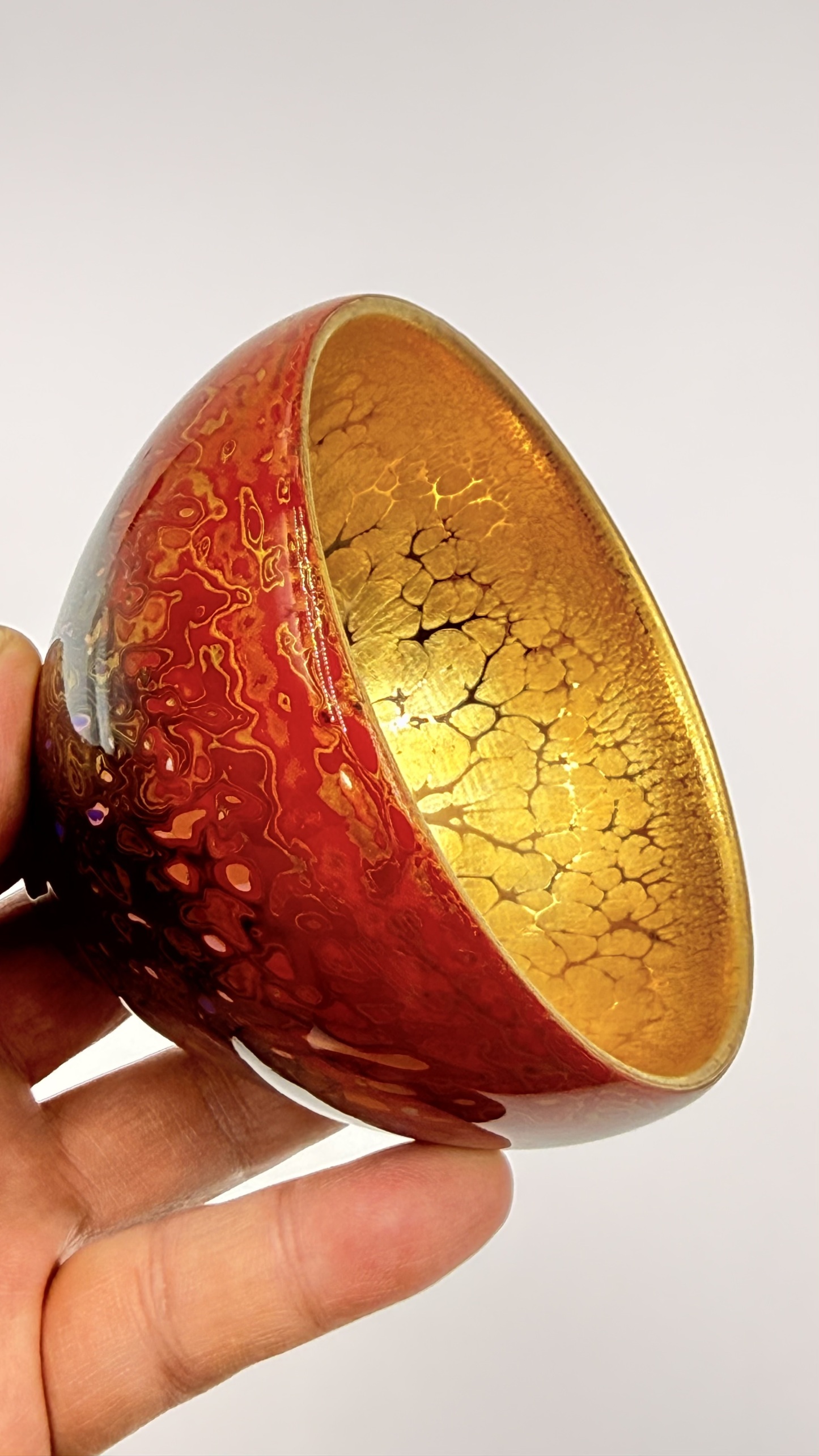 漆器花口黄金盏朱熹故里非物质文化遗产福建建阳建窑电烧人工