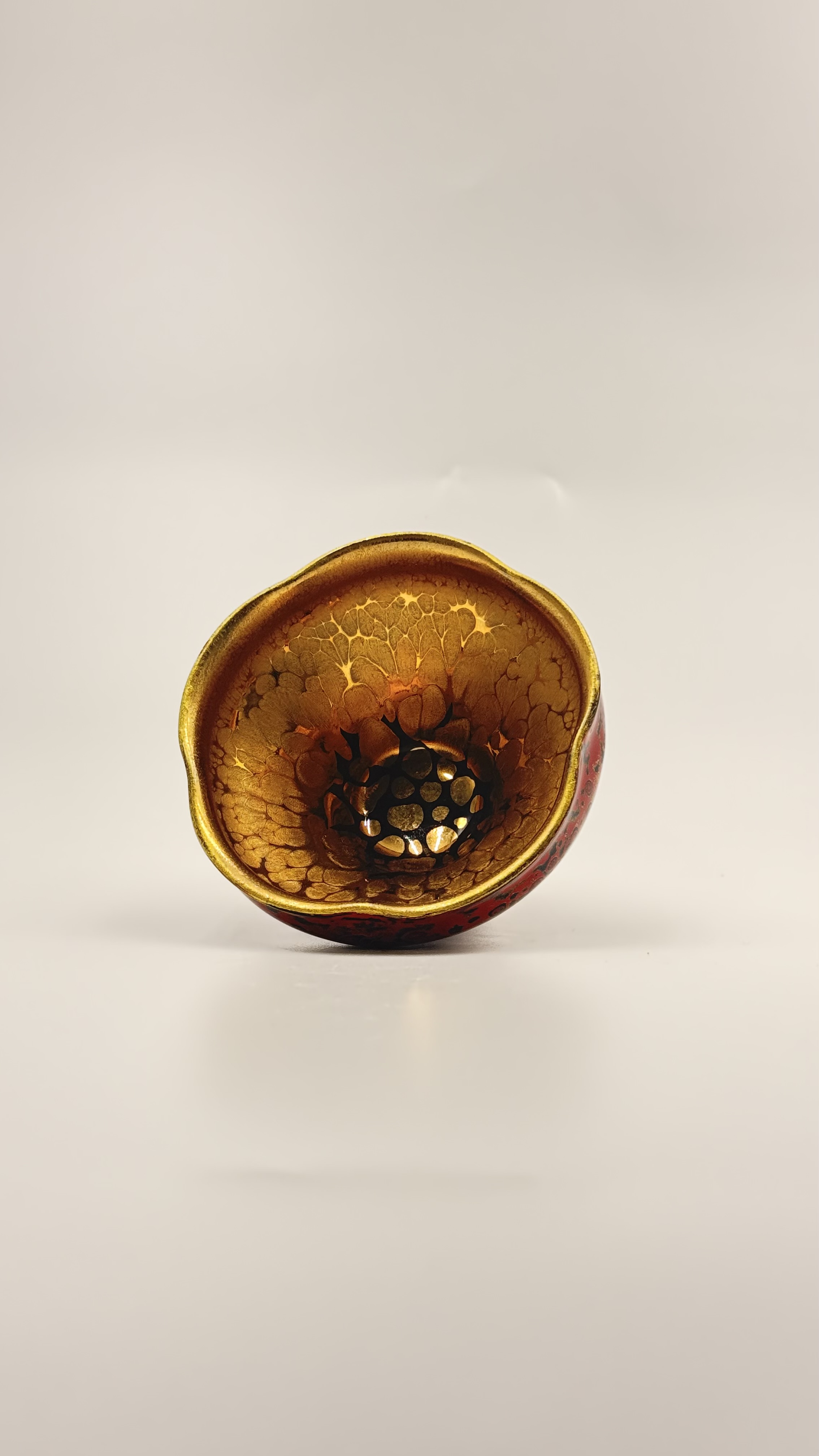 漆器花口黄金盏朱熹故里非物质文化遗产福建建阳建窑电烧人工