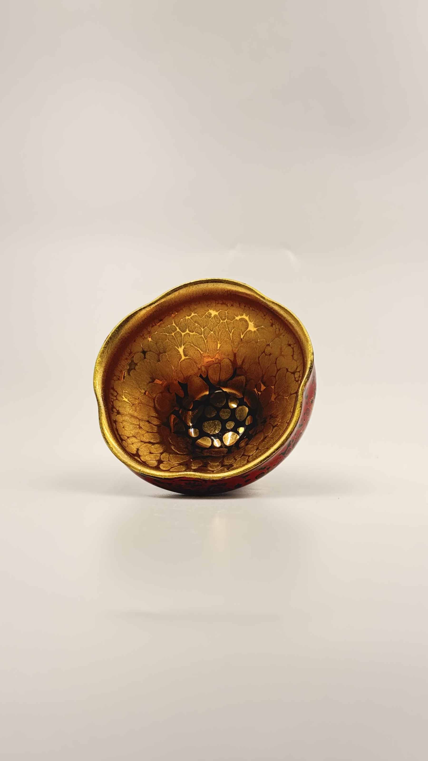 漆器花口黄金盏朱熹故里非物质文化遗产福建建阳建窑电烧人工