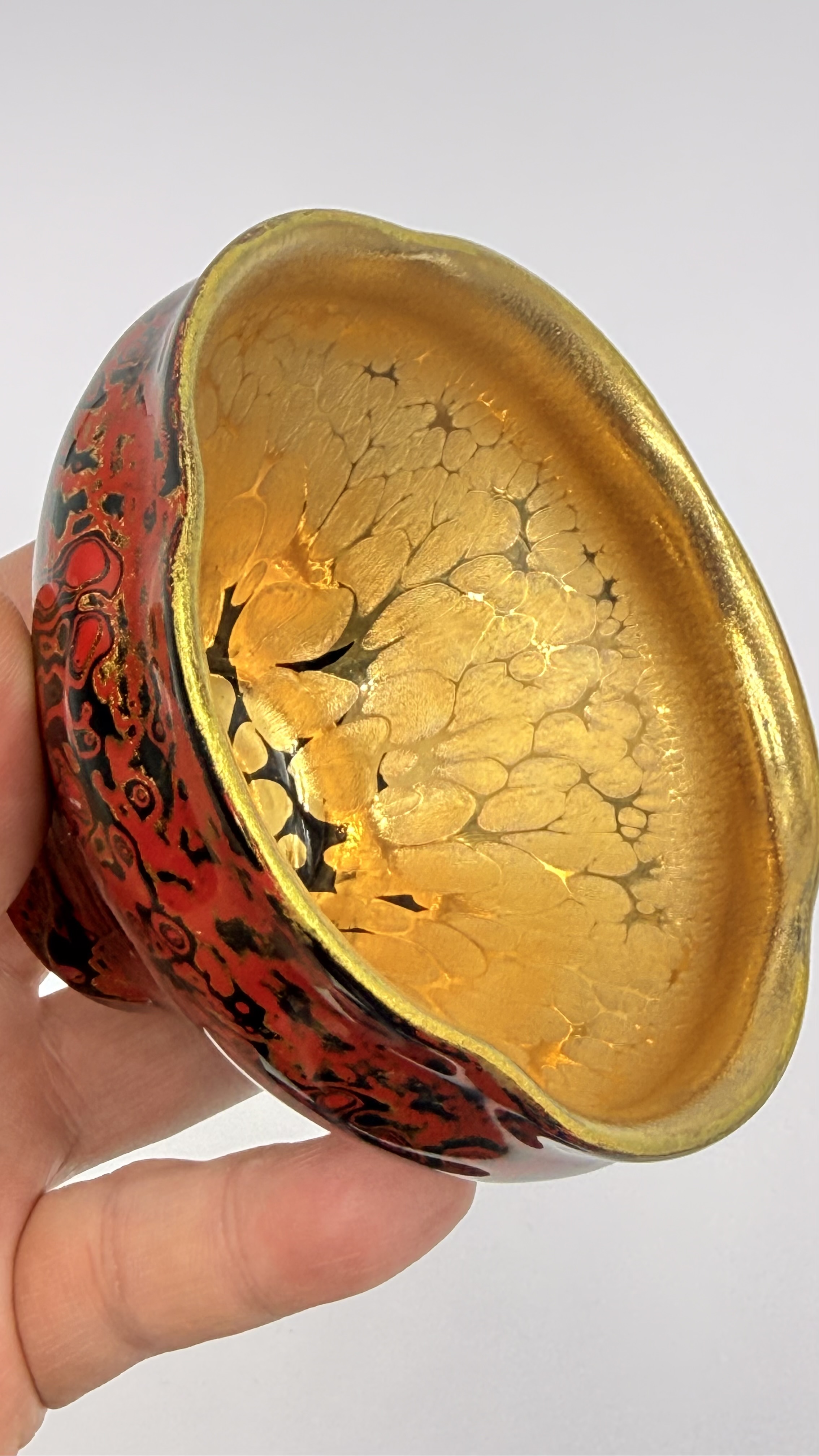 漆器花口黄金盏朱熹故里非物质文化遗产福建建阳建窑电烧人工