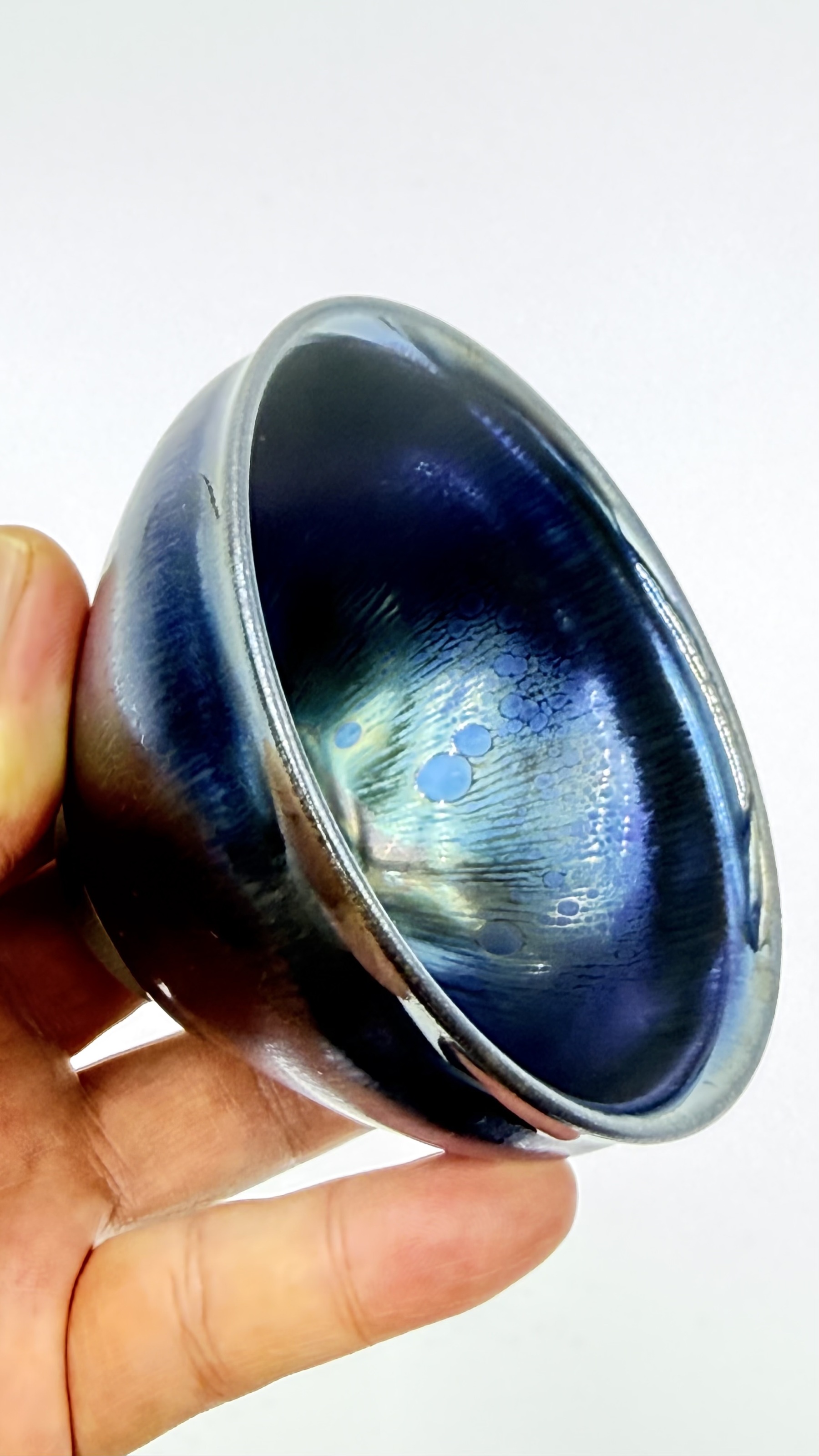 天青曜变金油滴建盏国家高级工艺美术大师【李木贵】手制非物质文化遗产福建建阳建窑柴烧