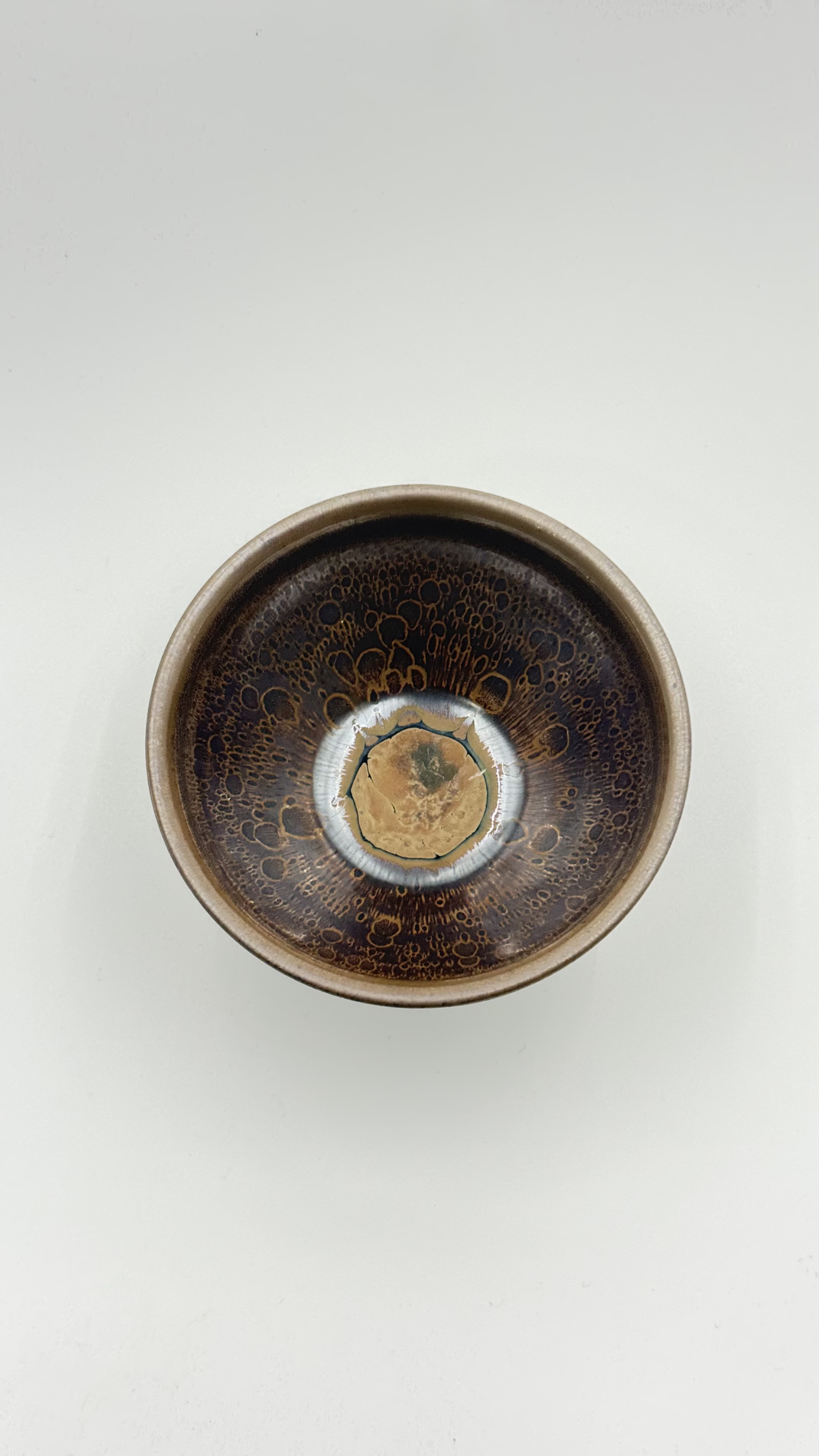 柿红彩金油滴盏国家高级工艺美术大师【李木贵】手制非物质文化遗产福建建阳建窑柴烧