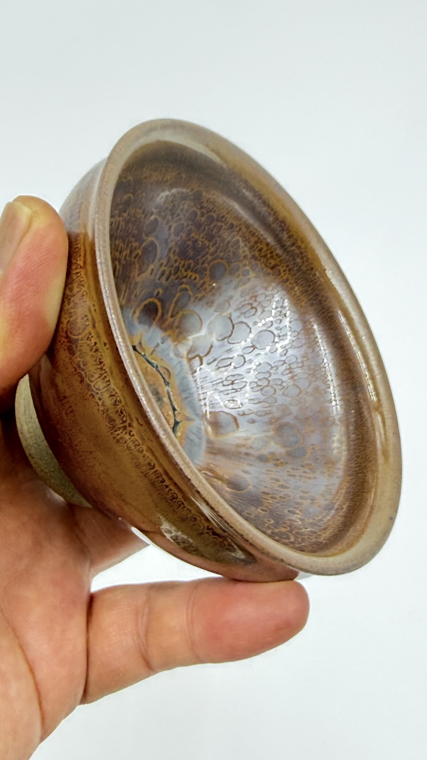 柿红彩金油滴盏国家高级工艺美术大师【李木贵】手制非物质文化遗产福建建阳建窑柴烧