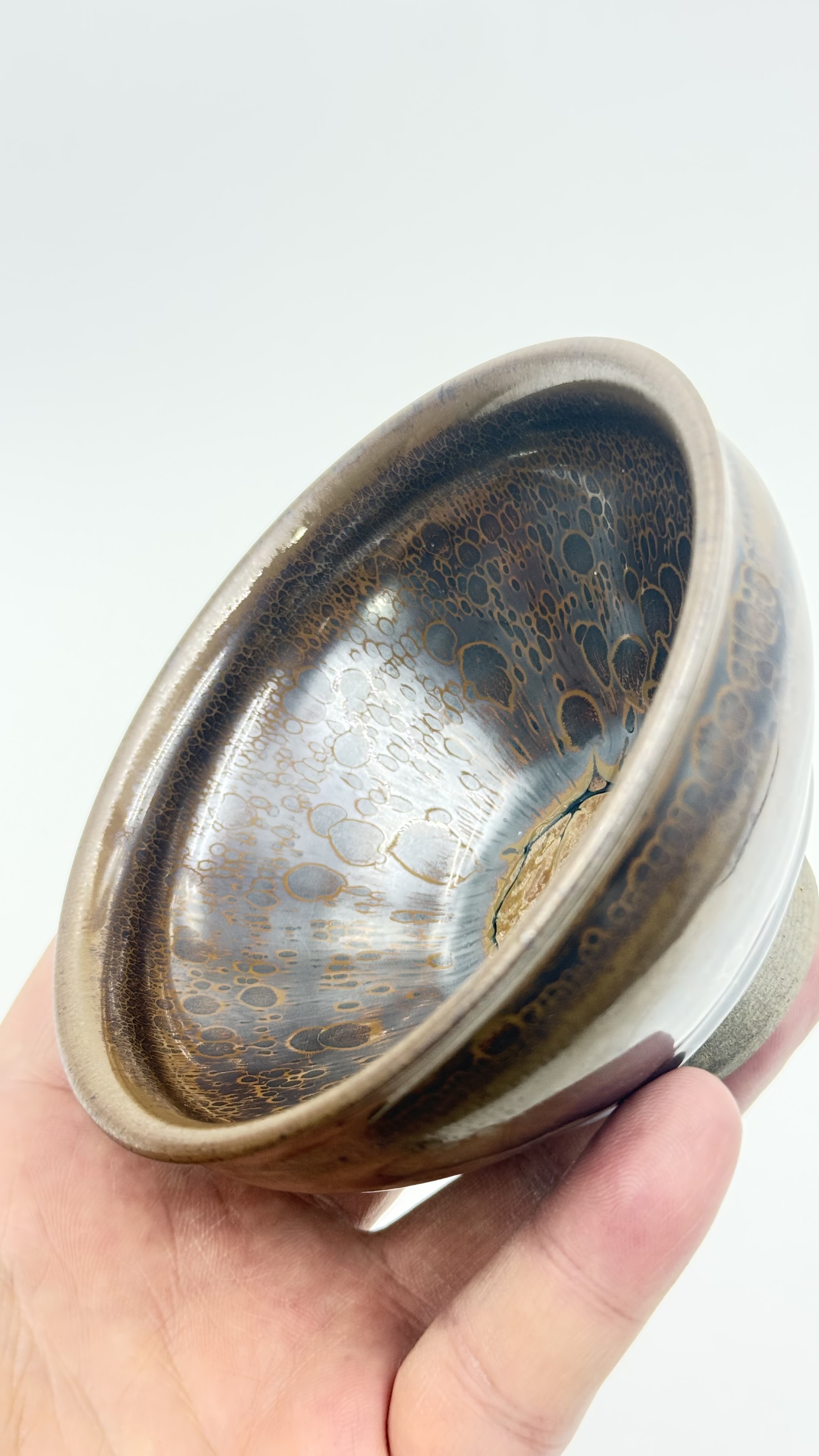 柿红彩金油滴盏国家高级工艺美术大师【李木贵】手制非物质文化遗产福建建阳建窑柴烧