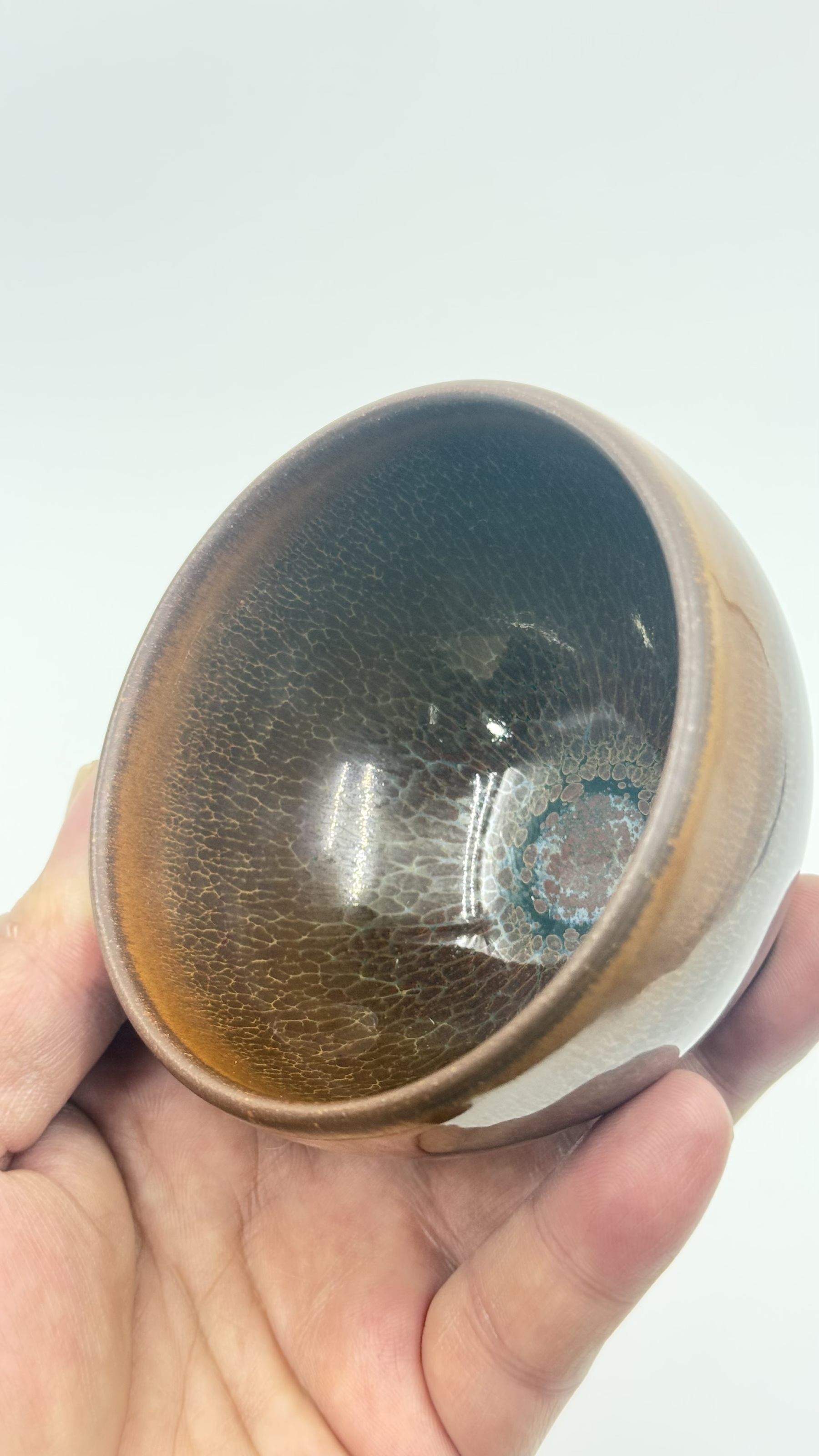 柿红麒麟纹盏国家高级工艺美术大师【李木贵】手制非物质文化遗产福建建阳建窑柴烧