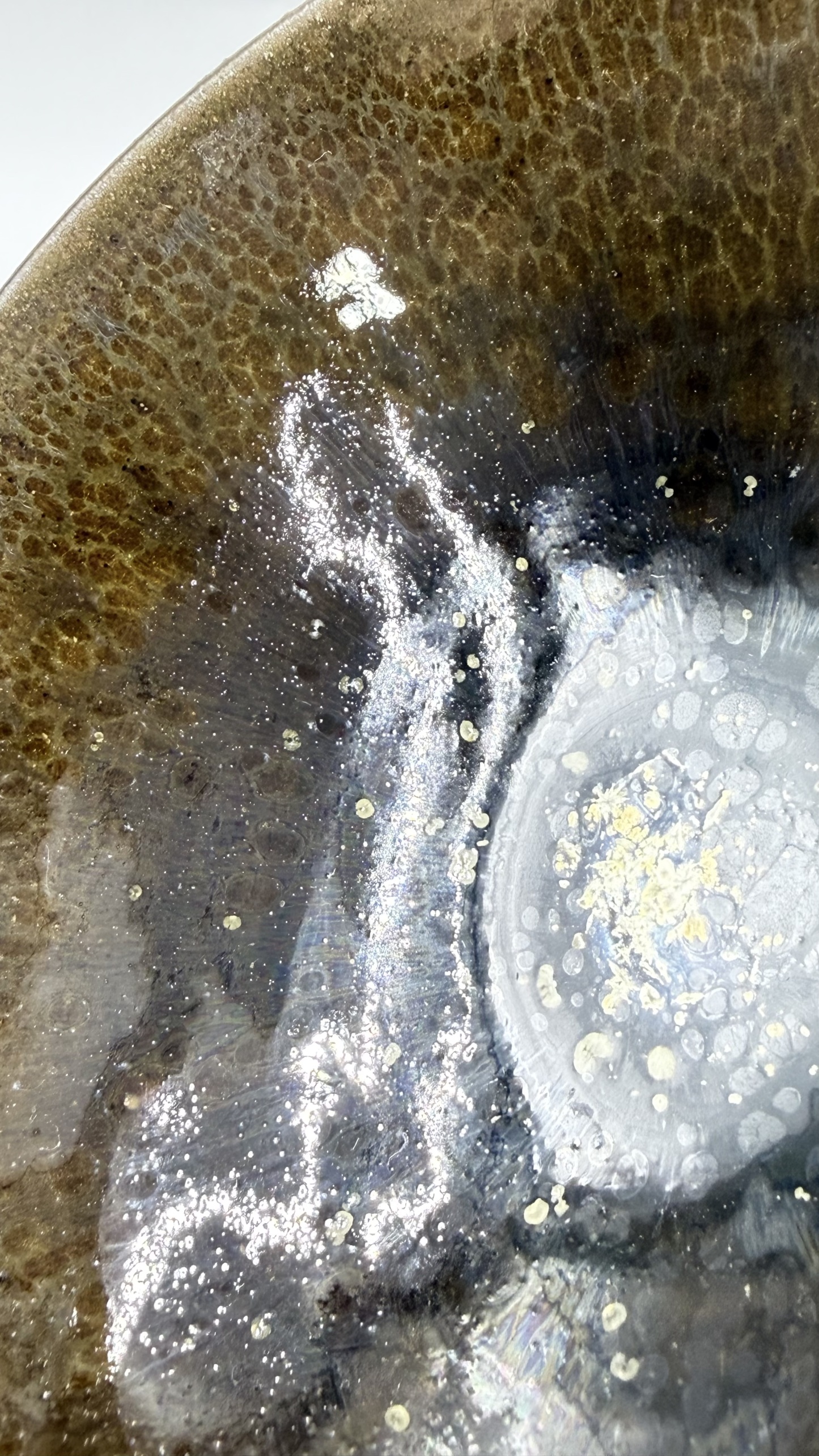 收藏级【谷雨虹影】曜变茶抹釉盏国家高级工艺美术大师【李木贵】手制柴烧