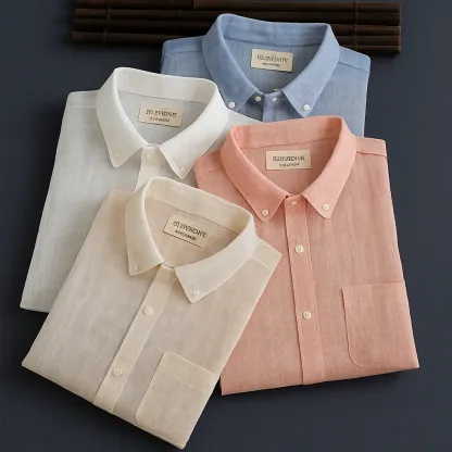 Men's Half Sleeves Cotton Linen Shirt (Pack Of 4)