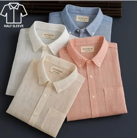 Men's Half Sleeves Cotton Linen Shirt (Pack Of 4)