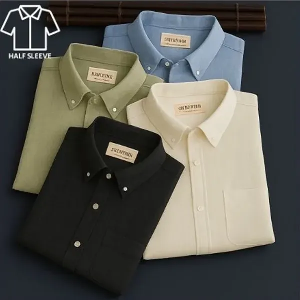 Men's Summer Half Sleeves Cotton Linen Shirts (Pack Of 4)