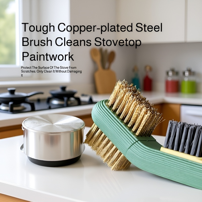 Kitchen Cooktop Cleaning Brush with Spatula – Household Degreasing Tool