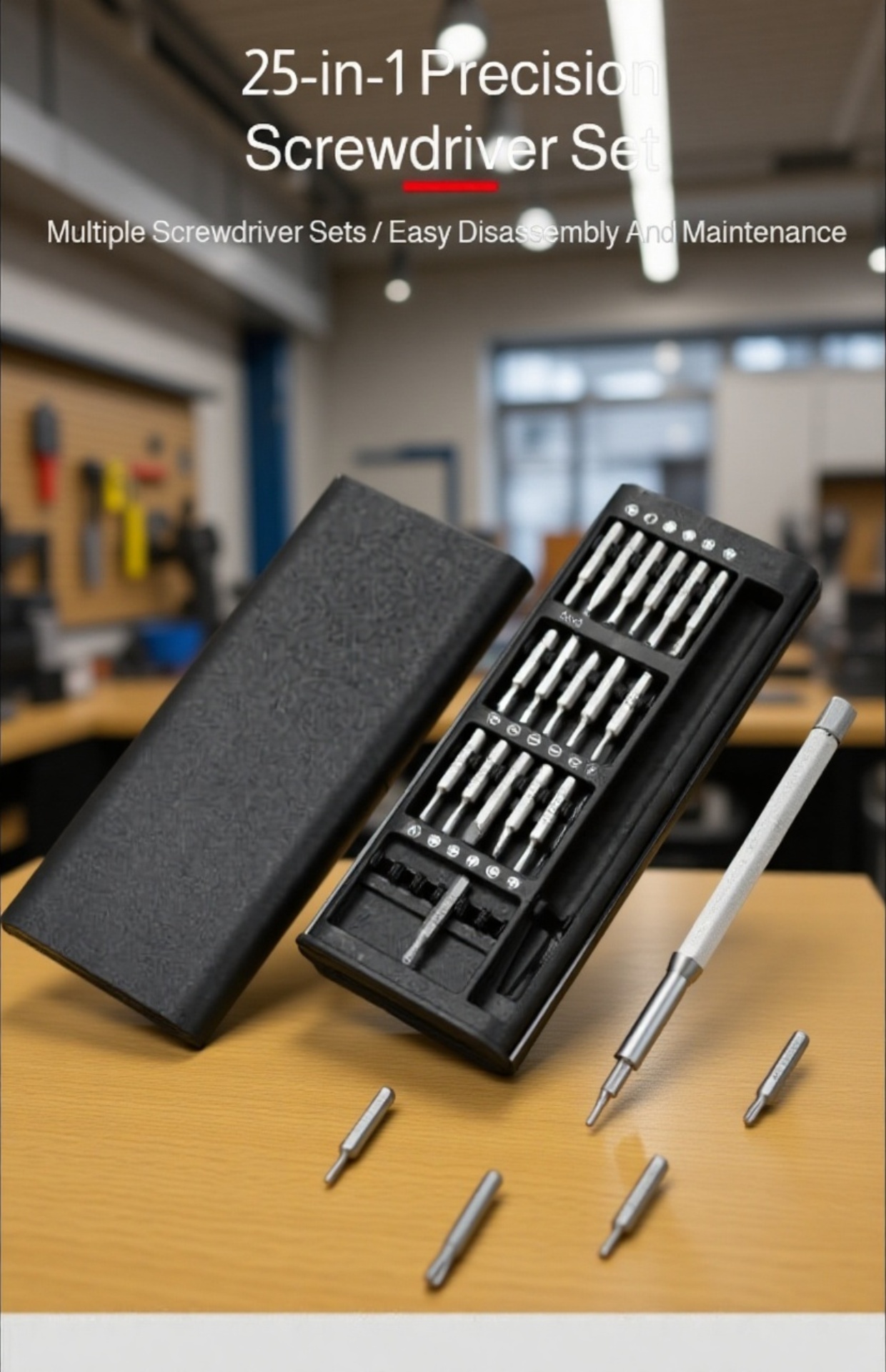 Complete 25-in-1 screwdriver set for multi-purpose maintenance tasks