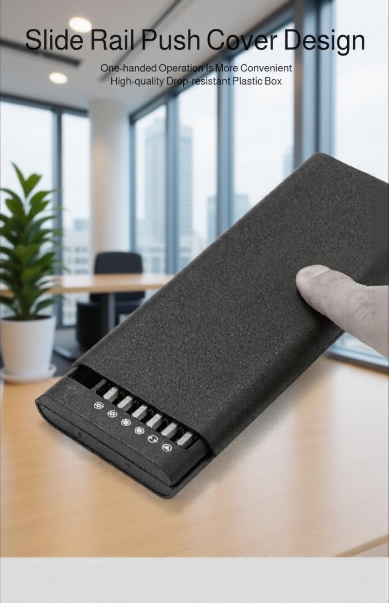 Compact tool case containing 25 screwdriver pieces