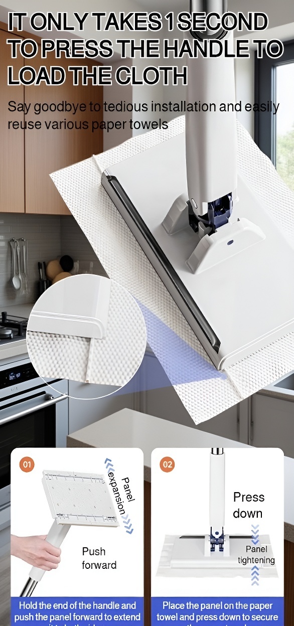 Lazy Flat Mop cleaning under office furniture