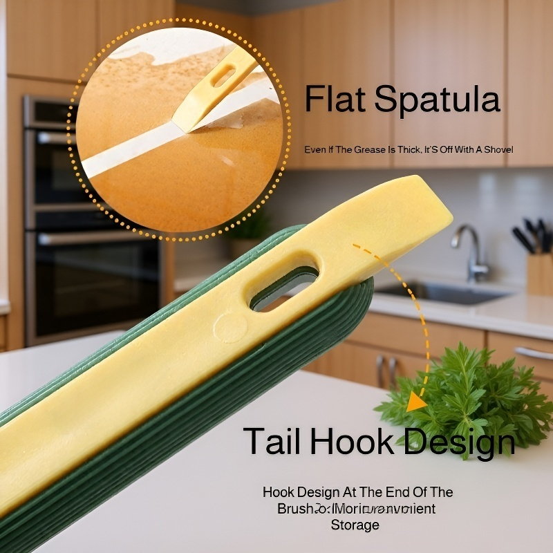 Kitchen Cooktop Cleaning Brush with Spatula – Household Degreasing Tool