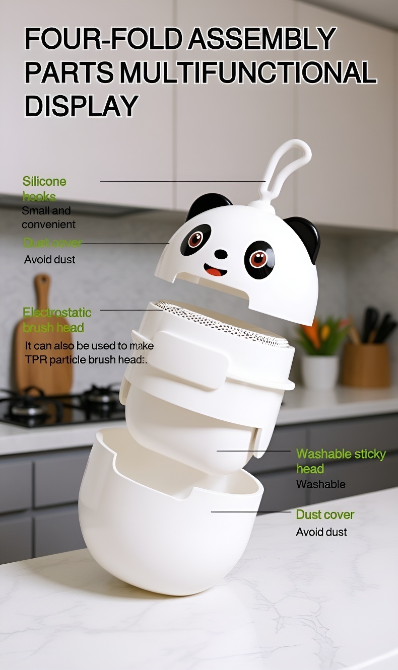 Portable Cartoon Panda Sticky Roller Hair Remover