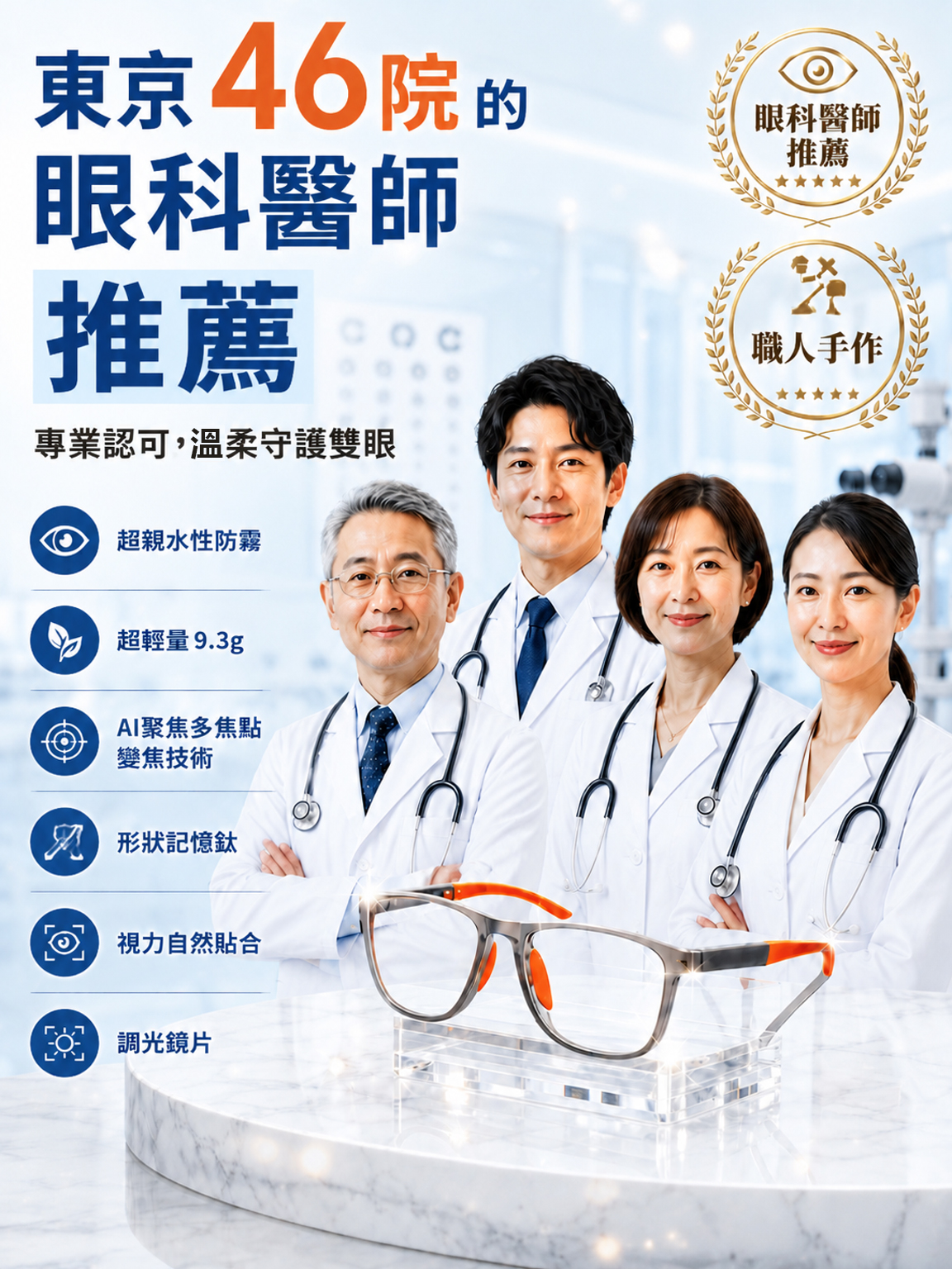 超輕運動風防霧老花眼鏡