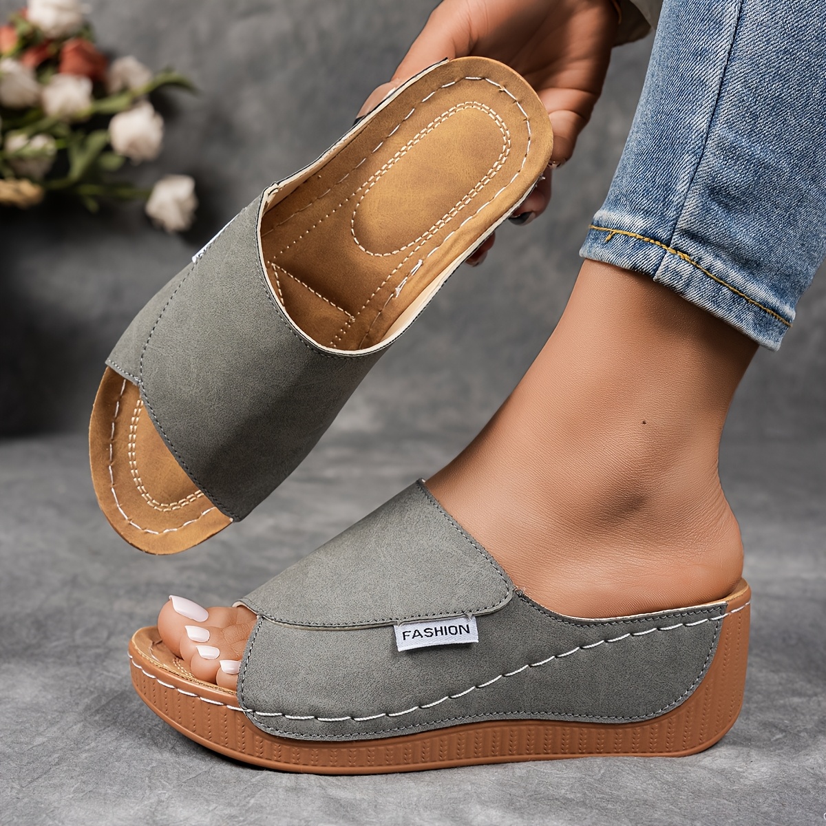 Women's Solid Color Wedge Sandals