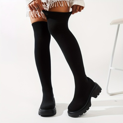 Chunky Platform Knee-High Boots
