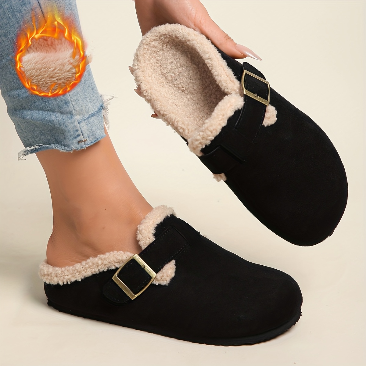 Women's Plush Warm Slip-On Mules