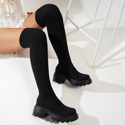 Chunky Platform Knee-High Boots
