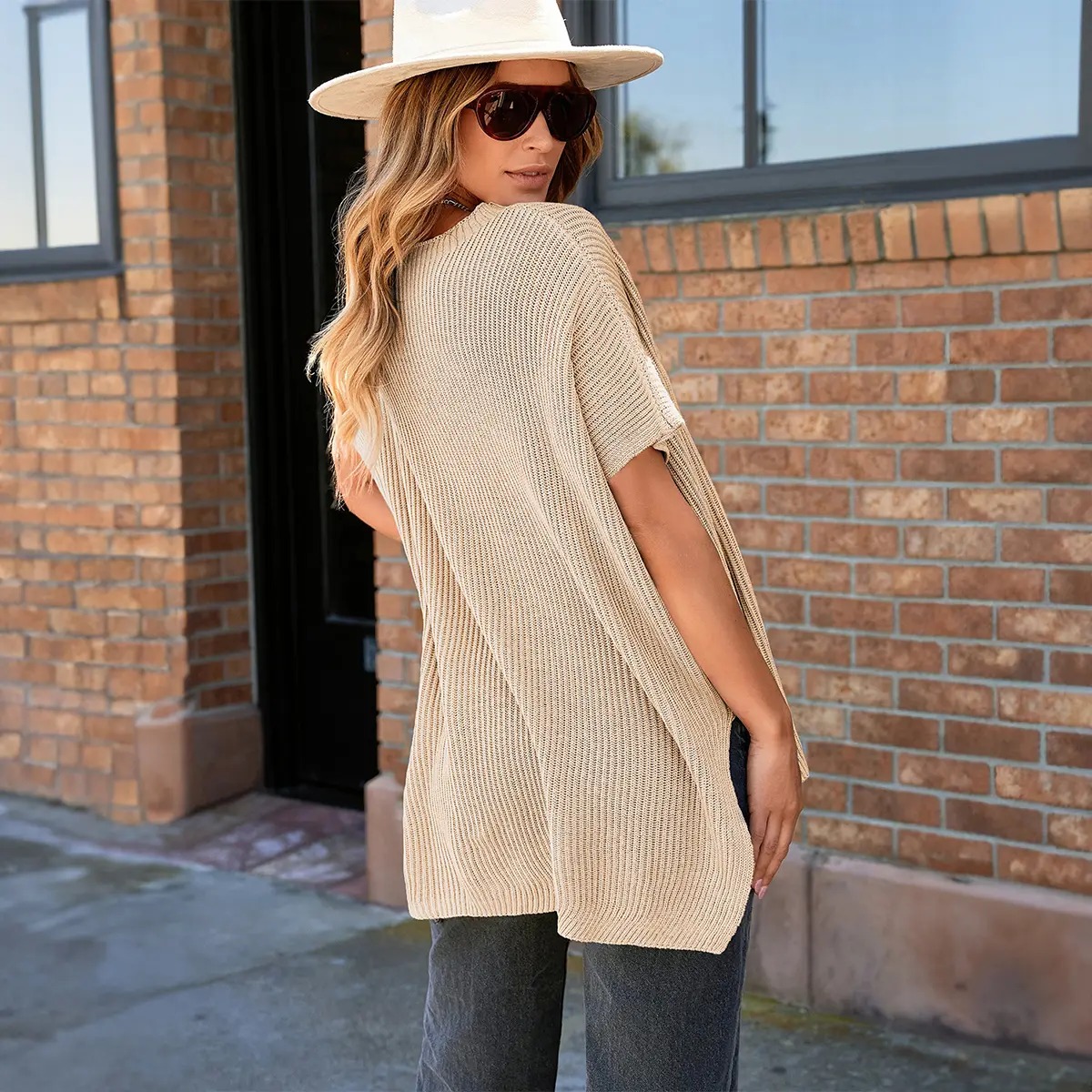 Women's Casual Oversized Solid Knit Pullover