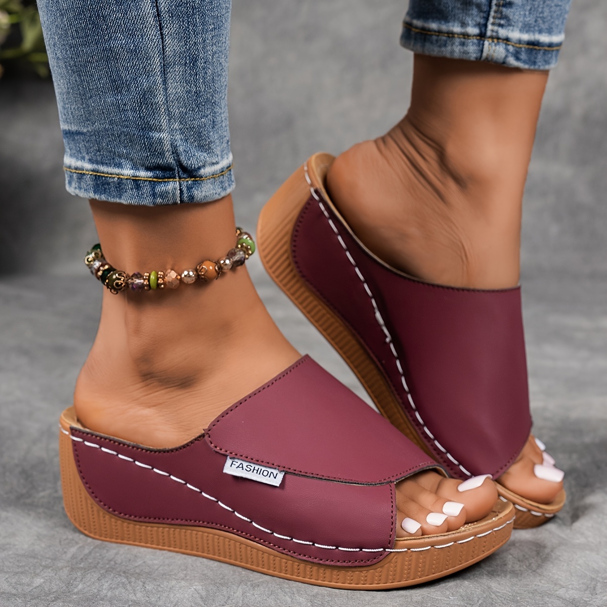 Women's Solid Color Wedge Sandals