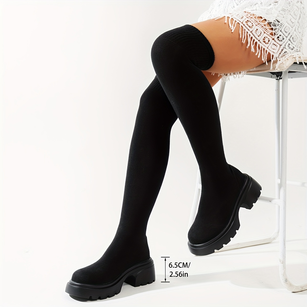 Chunky Platform Knee-High Boots