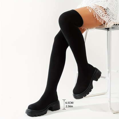 Chunky Platform Knee-High Boots