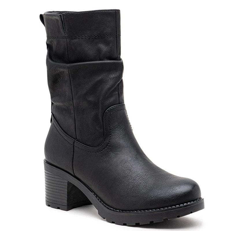 Women's Mid Calf Cuban Heel Zip Boots
