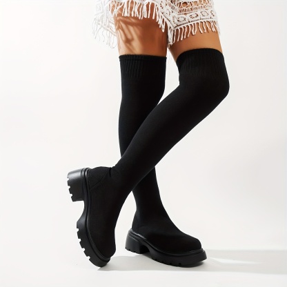 Chunky Platform Knee-High Boots