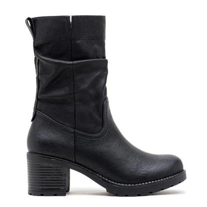 Women's Mid Calf Cuban Heel Zip Boots