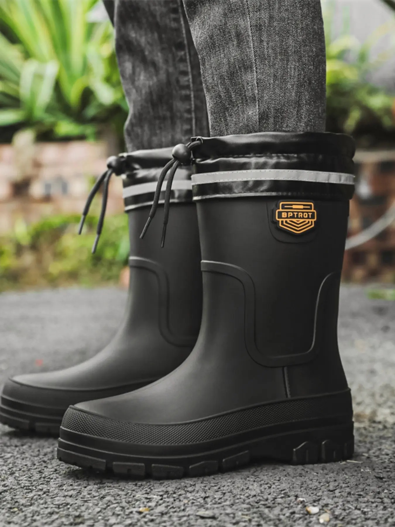 Men's Waterproof Drawstring Fashionable Rain Boots