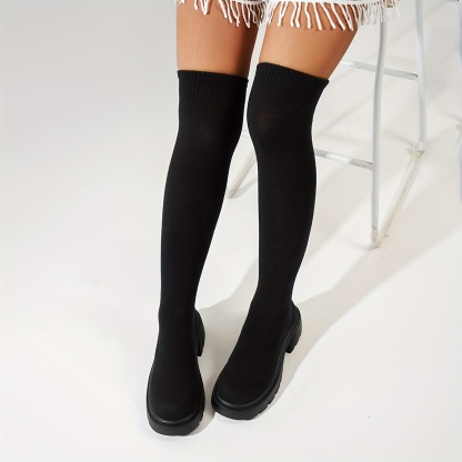 Chunky Platform Knee-High Boots