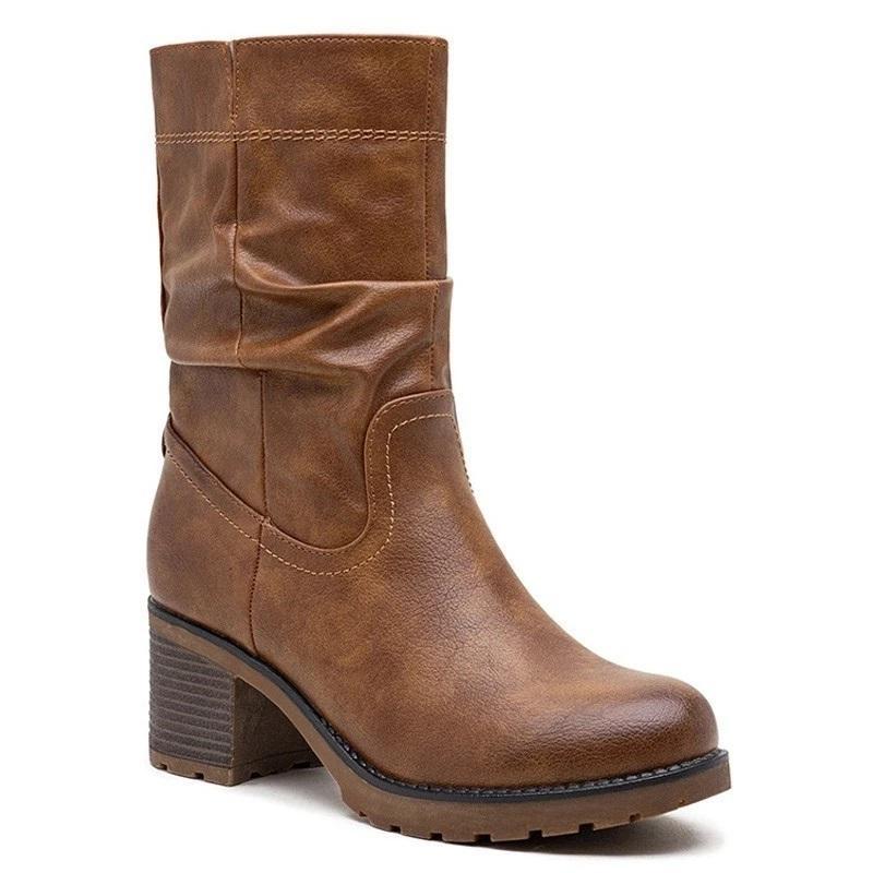 Women's Mid Calf Cuban Heel Zip Boots