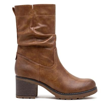 Women's Mid Calf Cuban Heel Zip Boots
