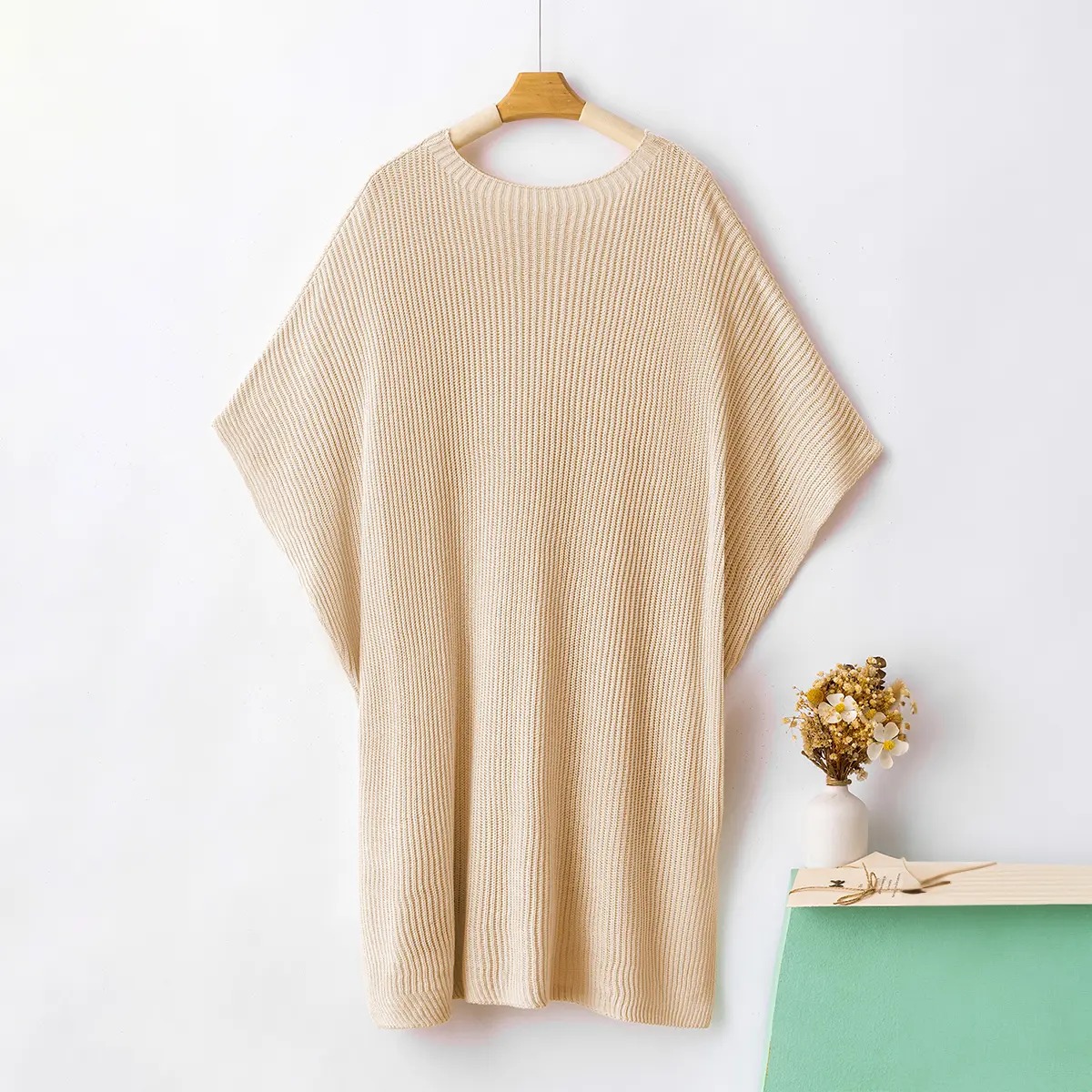 Women's Casual Oversized Solid Knit Pullover