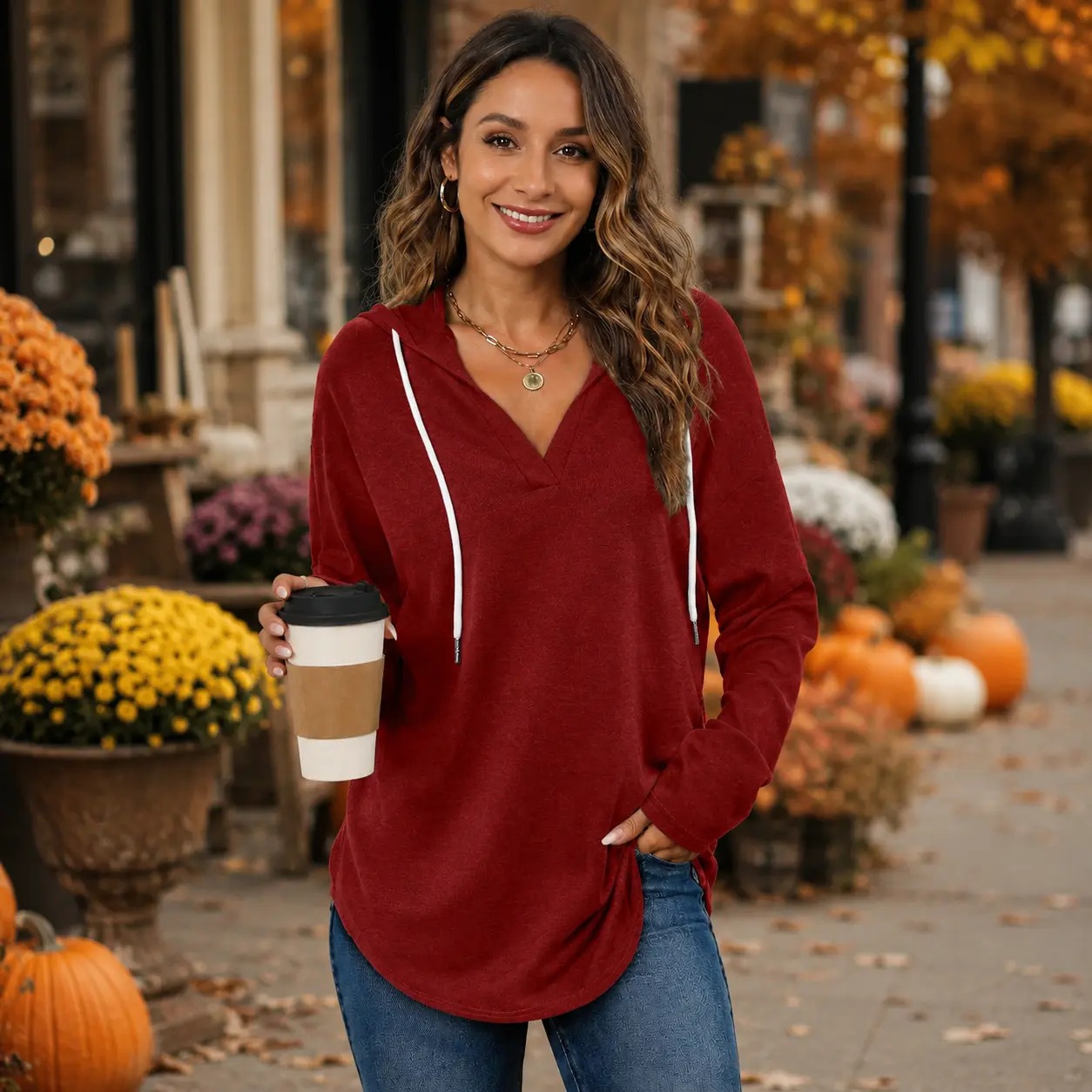 Women's Plaid Hoodie Tunic Top