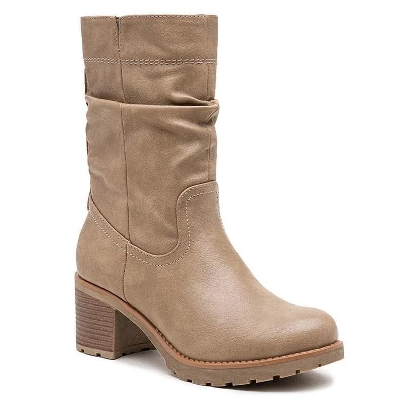 Women's Mid Calf Cuban Heel Zip Boots