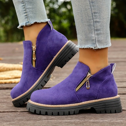 Women'S Trendy Warm and Comfortable Round-Toe Side Zipper Ankle Boots