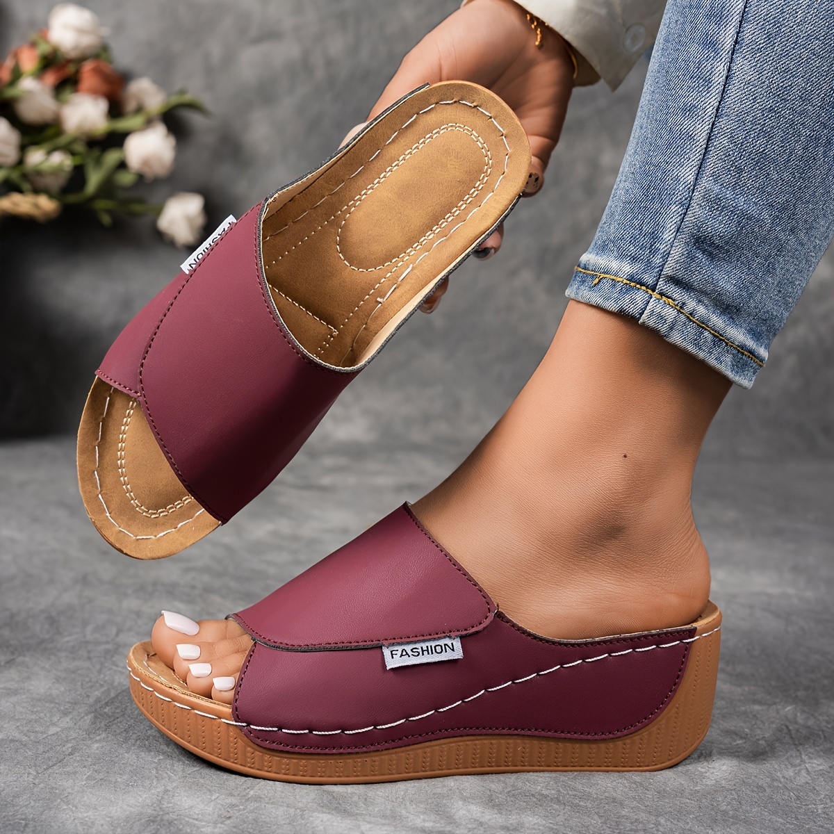 Women's Solid Color Wedge Sandals