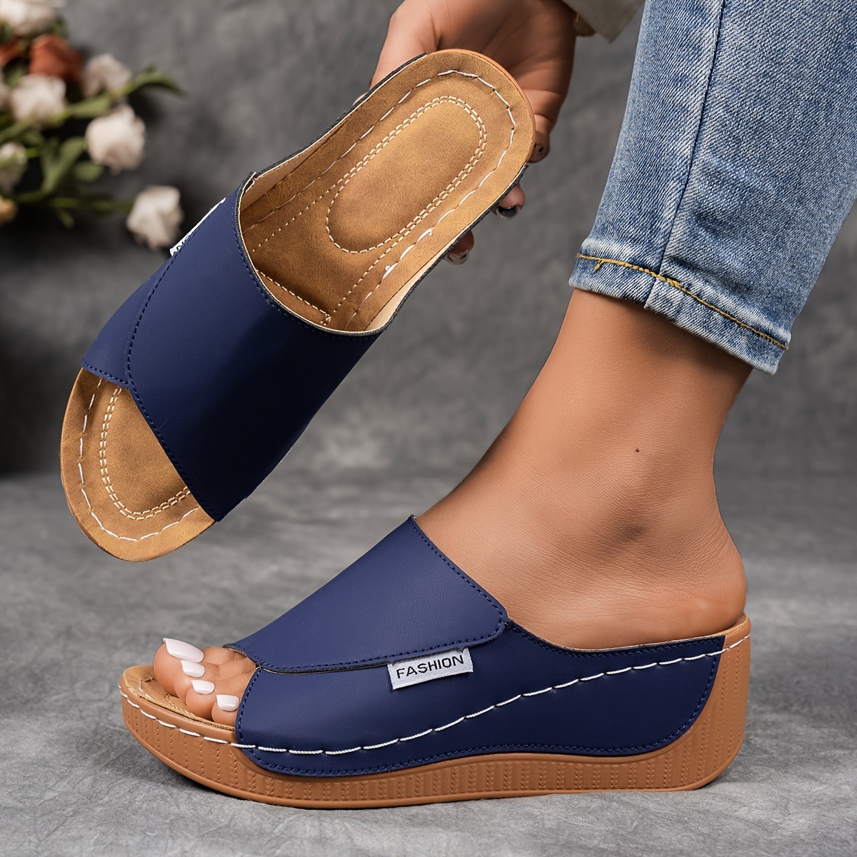 Women's Solid Color Wedge Sandals