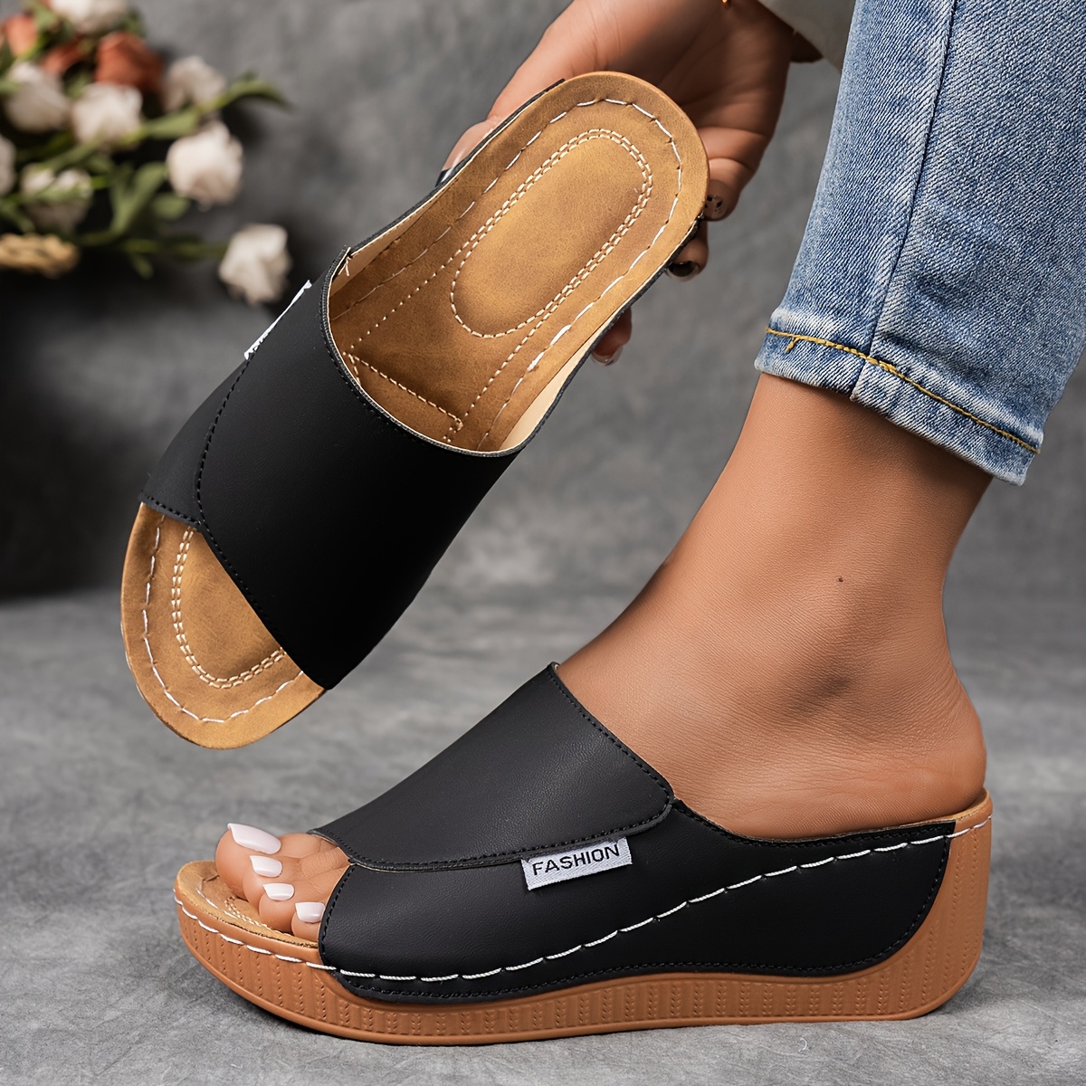 Women's Solid Color Wedge Sandals