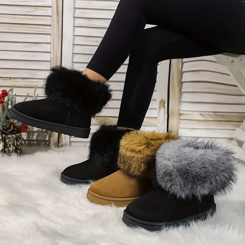 Thick Fur Trim Winter Snow Boots